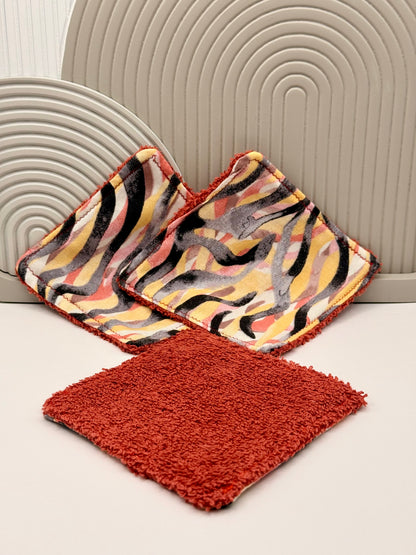 Coton démaquillant lavable réutilisable orange