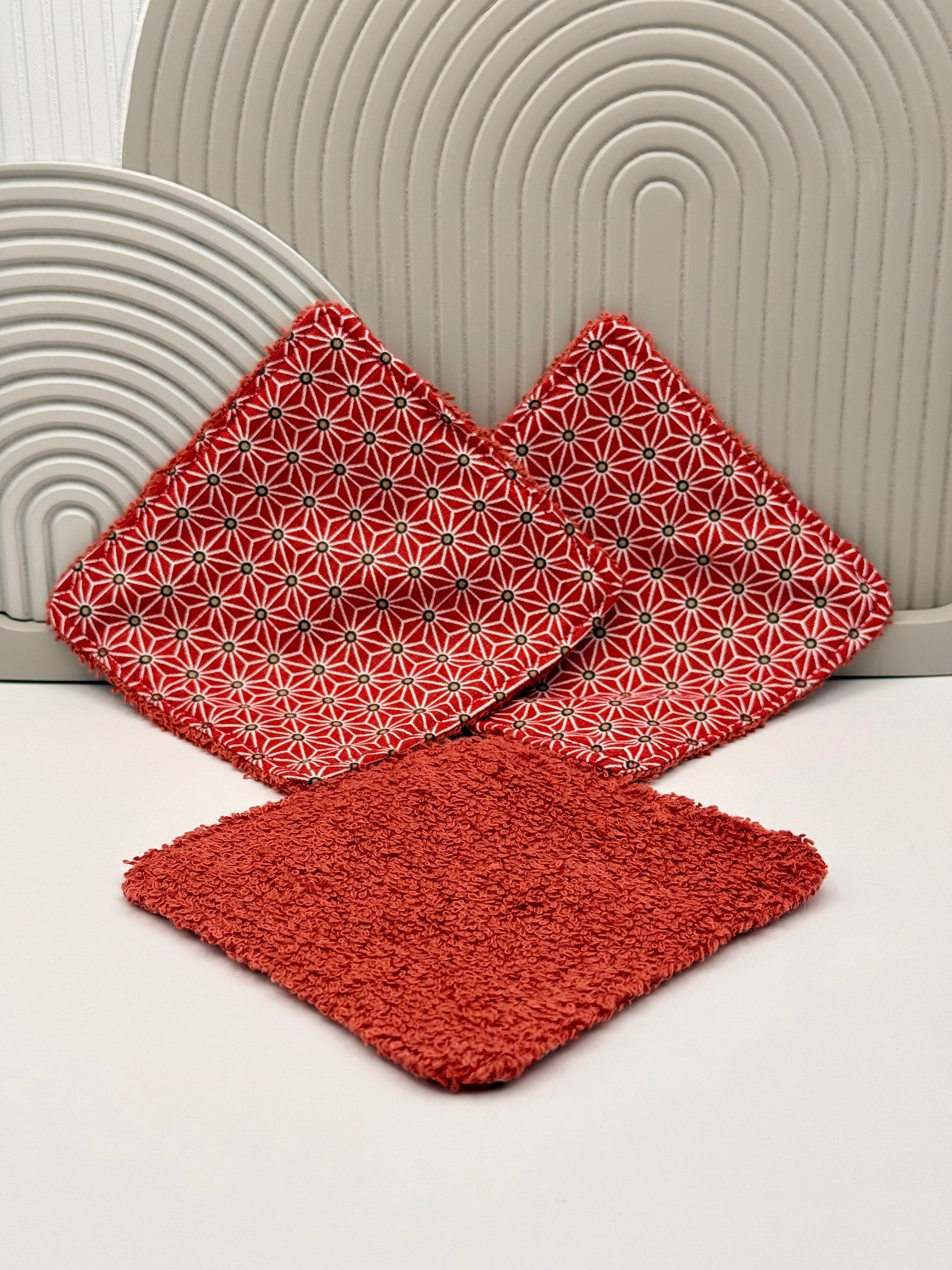 Coton démaquillant lavable réutilisable rouge