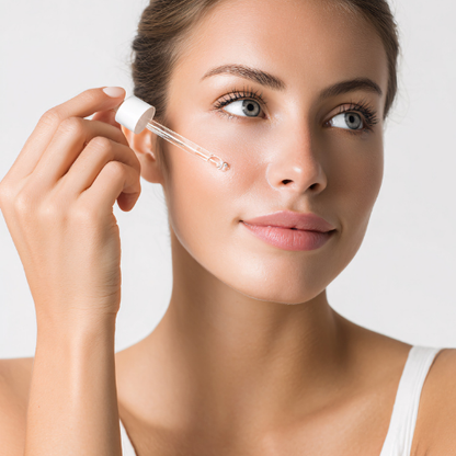 Application sérum anti-âge bio lait d'ânesse sur visage
