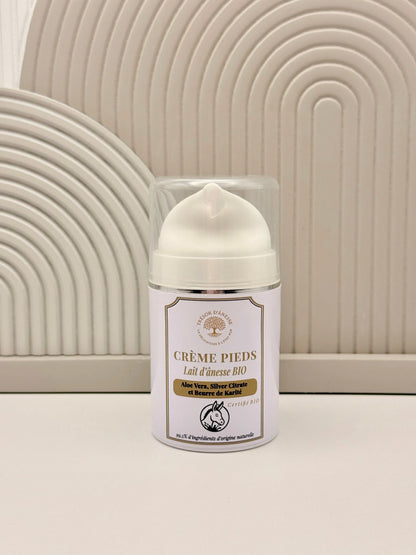 Crème pieds réparatrice bio lait d'ânesse pour pieds secs
