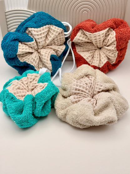 Fleurs de douche éponge réutilisables coloris assortis